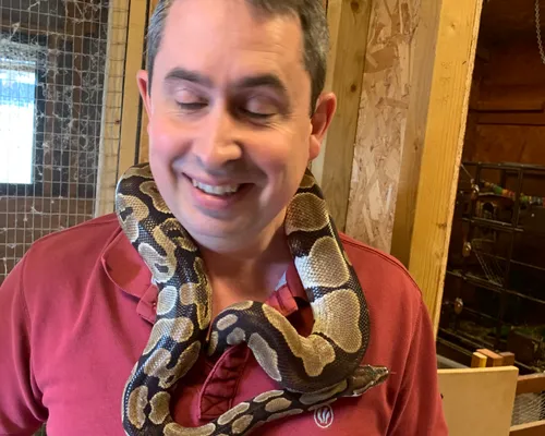 Handling a snake at Elysian